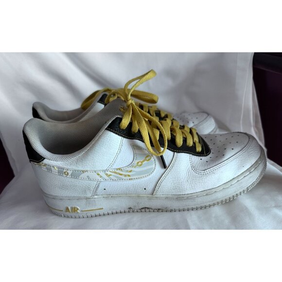 Nike Air Force One 07 LV8 Gold Links Zebra Print Sneakers Men’s Size 11.5 - Picture 3 of 8